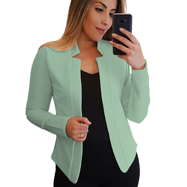 Small Suit Long Sleeve Solid Color Cardigan Coat Top