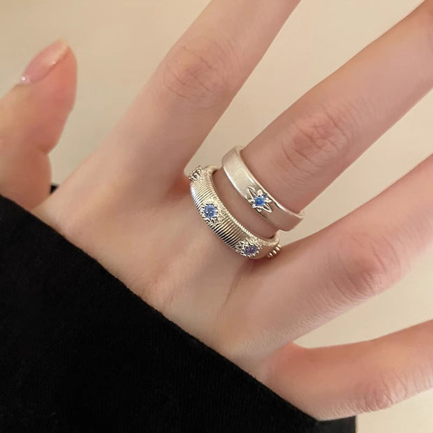 Cross Blue Diamond Ring For Women