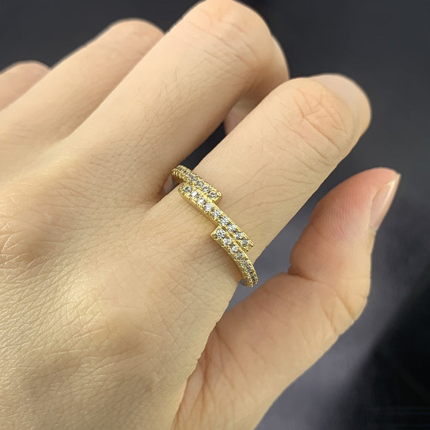 Women's Three-row Full Rhinestone Zircon Micro-inlaid Ring