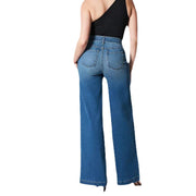 Women's Vintage Fleece-lined Lengthened High Waist Wide Leg Jeans