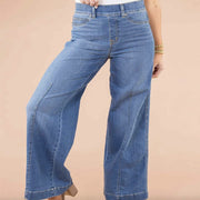 Women's Vintage Fleece-lined Lengthened High Waist Wide Leg Jeans